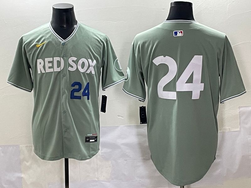 Men 2025 Boston Red Sox #24 No Name Light Green Joint Name Nike MLB Jersey style 4